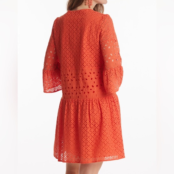 Tyler Boe Ingrid Eyelet Skimmer Dress in Calypso- Large - Picture 4 of 4